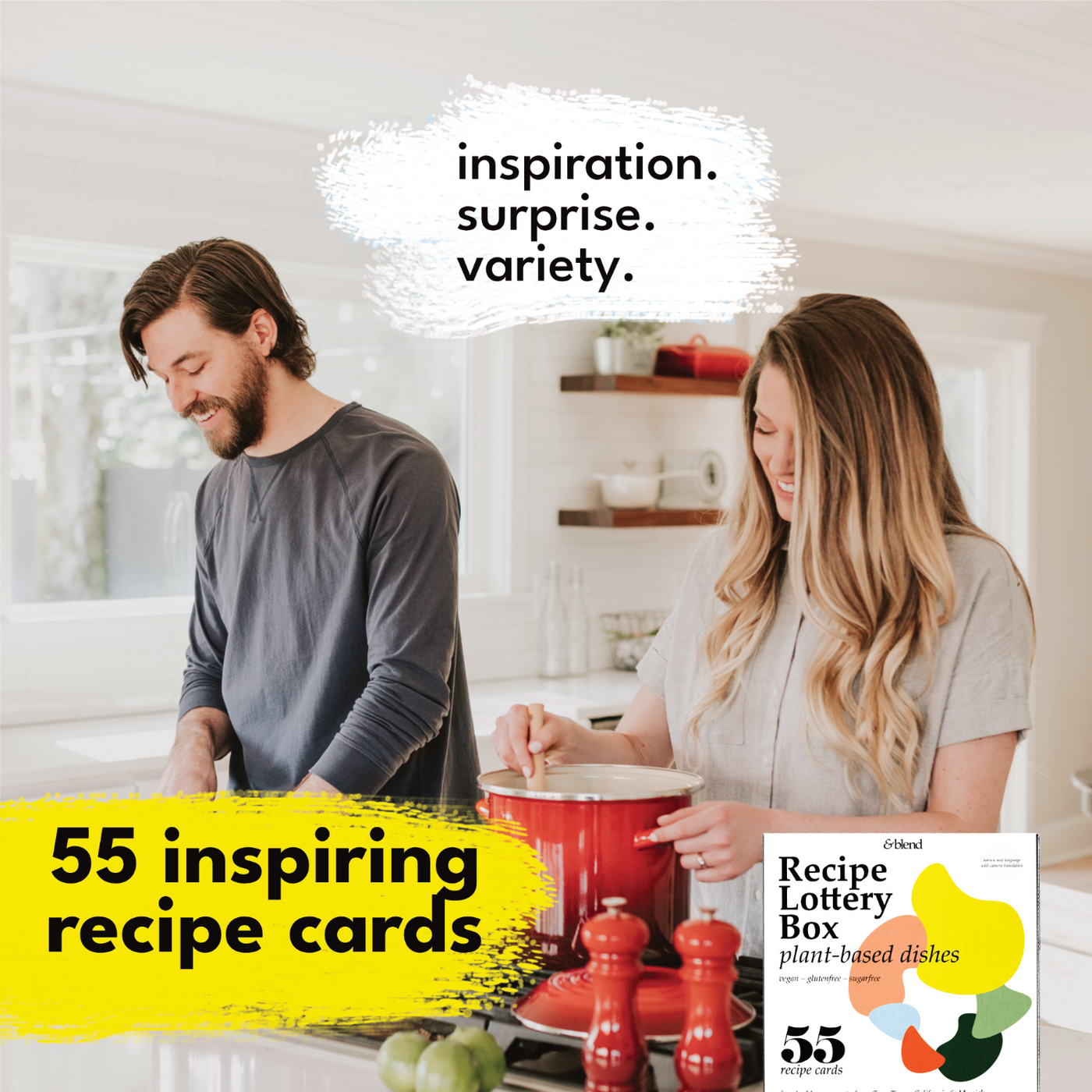 Recipe Lottery Box with 55 inspiring recipe cards